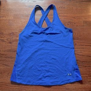 Blue workout shirt with cross back
